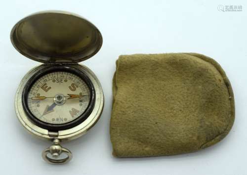 AN UNUSUAL EARLY 20TH CENTURY BASE METAL POCKET COMPASS poss...