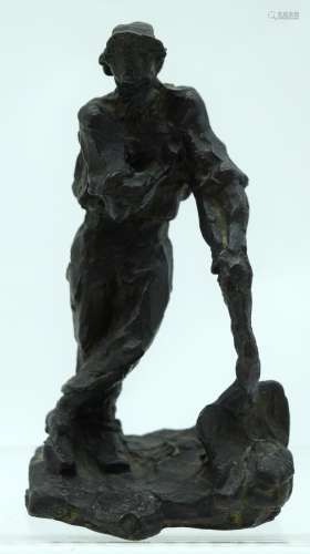 Gaston Broquet (1880-1947) French, Bronze, Study of a man wi...