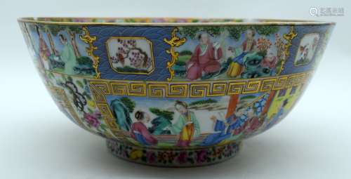 A RARE 19TH CENTURY CHINESE CANTON FAMILLE ROSE PORCELAIN BO...