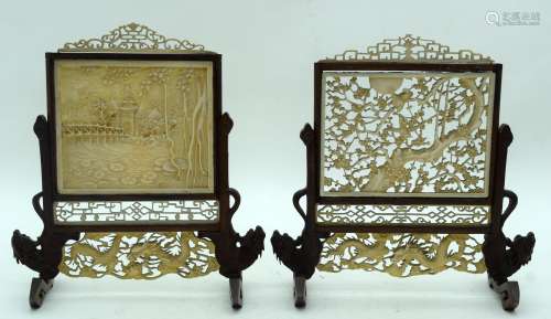A FINE MATCHED PAIR OF 19TH CENTURY CHINESE CANTON CARVED IV...