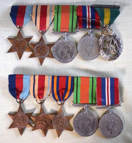 TWO WWII MEDAL GROUPS including territorial, with original r...