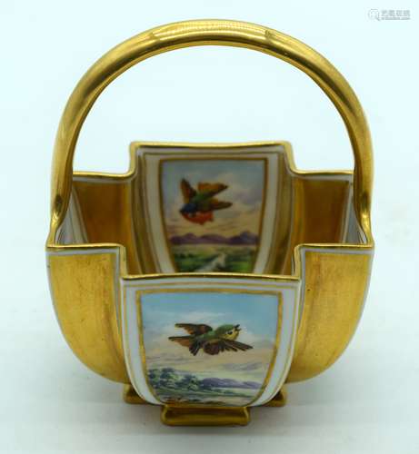 A RARE ANTIQUE COALPORT PORCELAIN BASKET painted with intern...