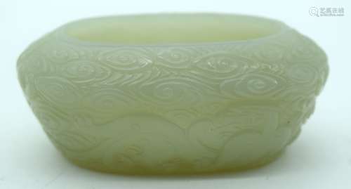 A VERY FINE 19TH CENTURY CHINESE CARVED GREENISH WHITE JADE ...