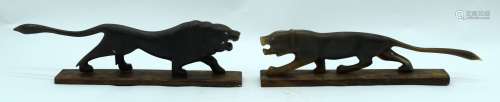 A PAIR OF 19TH CENTURY MIDDLE EASTERN CARVED RHINOCEROS HORN...