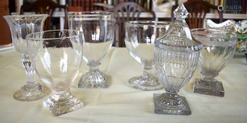 A REGENCY GUT GLASS VASE AND COVER possibly Irish, together ...