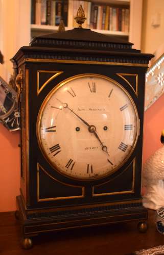 A GEORGE III EBONISED MAHOGANY BRACKET CLOCK by Molyneux of ...