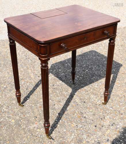A CHARMING GEORGE III MAHOGANY CHAMBER TABLE signed M Willso...
