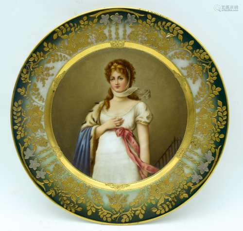 A LATE 19TH CENTURY VIENNA PORCELAIN CABINET PLATE painted w...