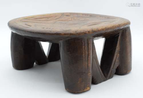 AN EARLY 20TH CENTURY AFRICAN TRIBAL NIGERIAN NUPE STOOL dec...