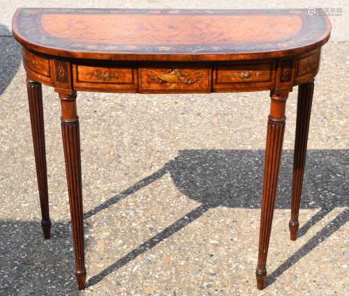A LOVELY GEORGE III SATINWOOD PAINTED CONSOLE TABLE decorate...