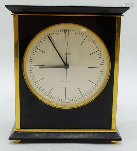 A VINTAGE HERMES OF PARIS PRECISION MANTEL CLOCK with silver...