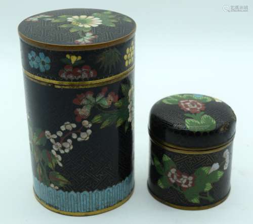TWO EARLY 20TH CENTURY CHINESE CLOISONNE ENAMEL BOXES AND CO...