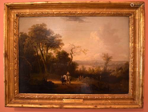 Alexander Nasmyth (1758-1840) Oil on board, Figures roaming ...