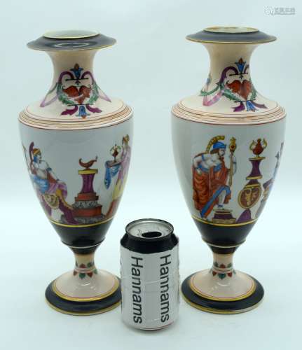 A LARGE PAIR OF 19TH CENTURY CONTINENTAL PORCELAIN VASES Aft...