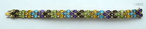 A 1970S SILVER GILT TUTTI FRUITY BRACELET. 27 cm long.