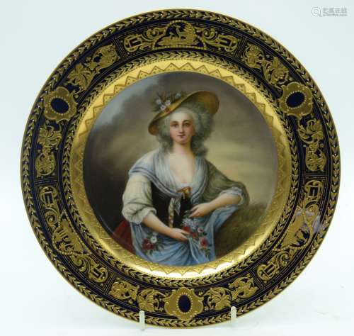 A FINE EARLY 20TH CENTURY VIENNA PORCELAIN CABINET PLATE pai...