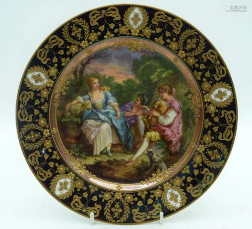 AN EARLY 20TH CENTURY VIENNA PORCELAIN CABINET PLATE painted...