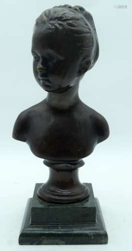 French School (C1900) Bronze, Nude female, upon a marble bas...
