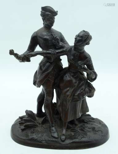 European School (19th Century) Bronze, Male and Female upon ...