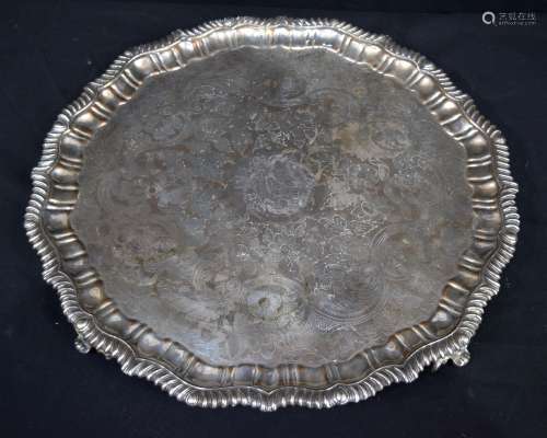 A VERY LARGE EARLY 19TH CENTURY OLD SHEFFIELD PLATED SERVING...