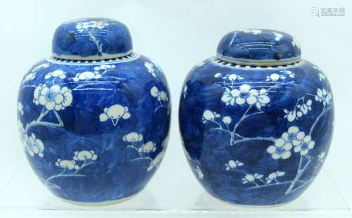 A NEAR PAIR OF 19TH CENTURY CHINESE BLUE AND WHITE PORCELAIN...