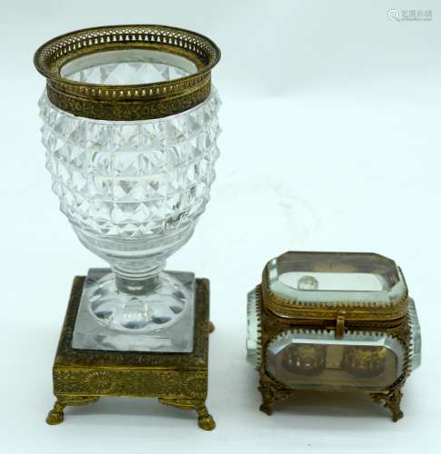 A 19TH CENTURY FRENCH PALAIS ROYALE TYPE SCENT BOTTLE HOLDER...