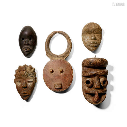 Group of Five Passport Masks, Liberia and Côte d'Ivoire