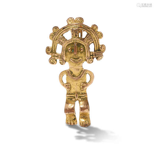 Quimbaya Gold Figural Pendant, Colombia, ca. A.D. 500-1000