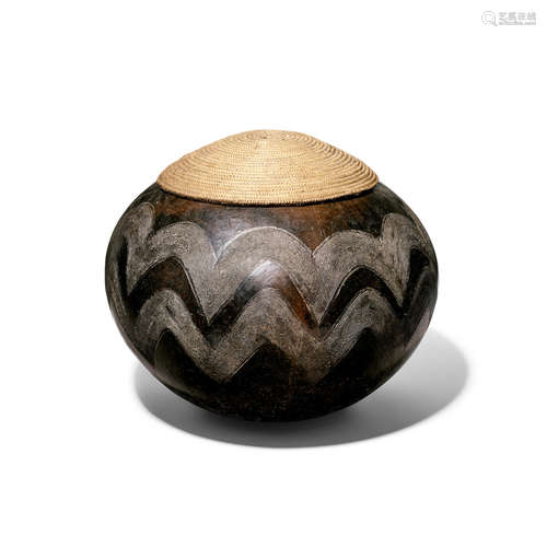 Zulu Beer Pot with Fiber Lid, South Africa