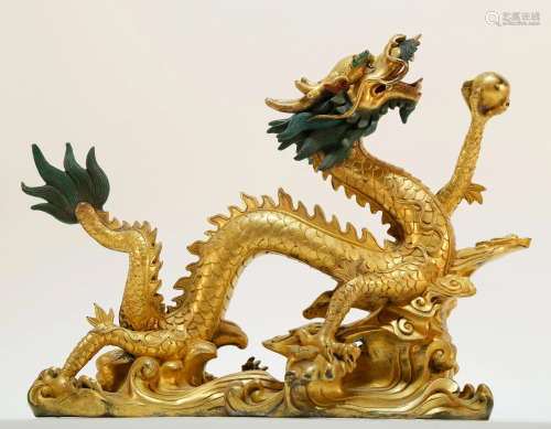 An Exquisite Gilt-Bronze Dragon