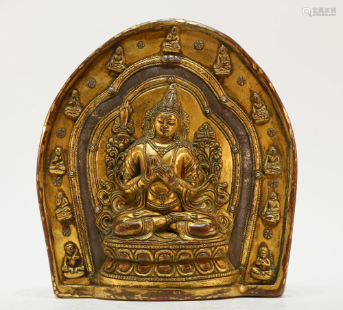 A gilt bronze Tibetan Green Tara caca