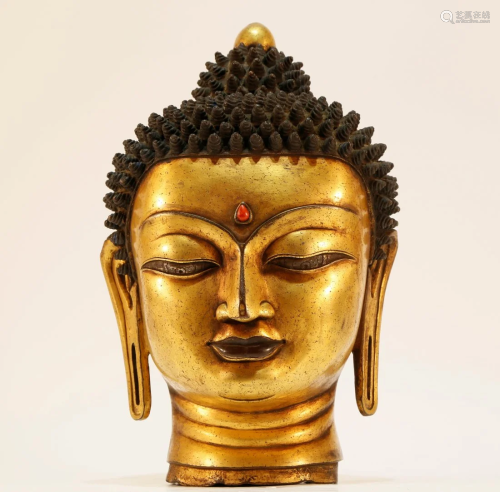 An Unique Gilt-bronze Head of Buddha