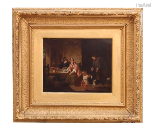 DUTCH GILTWOOD FRAMED OIL ON BROAD PAINTING