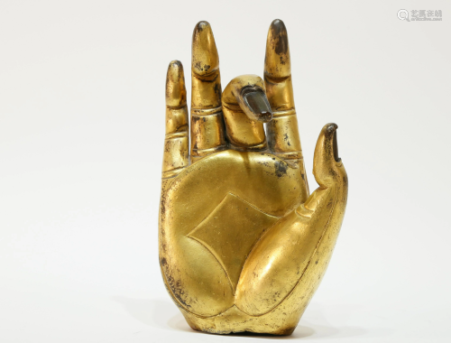 A Gilt Bronze Tibetan Sculpture Buddha's Hand