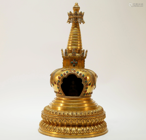 A Fine Gilt-bronze Pagoda