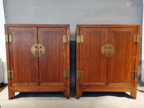 Ming, a pair of Huanghuali cabinets