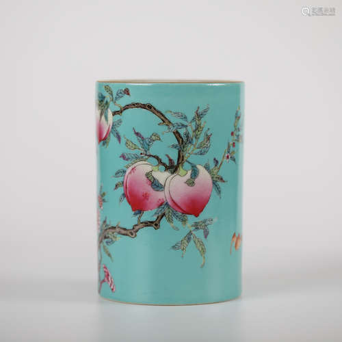 Qing, turquoise Fushou pattern pen holder