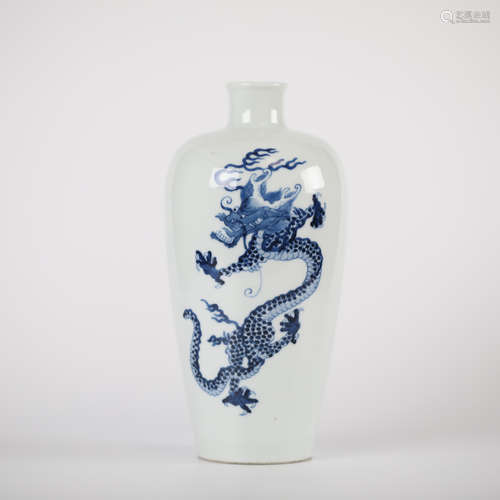 Ming,A blue and white glazed dragon bottle