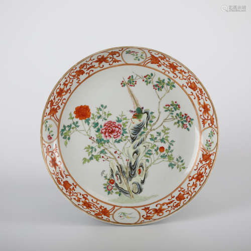 Qing, Fencai peony pattern plate