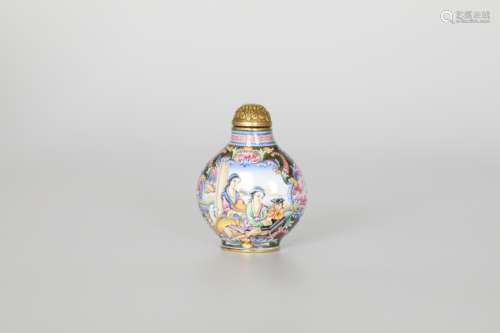 18TH，Painted enamel snuff bottle