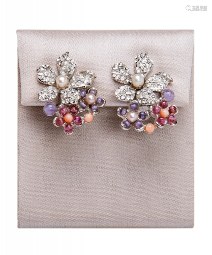 Siman Tu Amethyst Coral Garnet Earrings