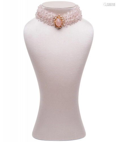 Siman Tu Five Strand Rosequarz Choker