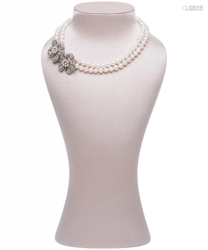 Siman Tu Two Strand Freshwater Pearl Necklace