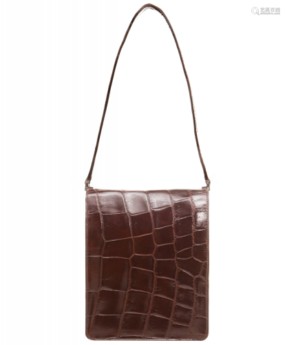 Vintage Pierre Cardin Brown Croco Shoulder Bag