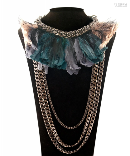 Lanvin Feather Chainlink Necklace