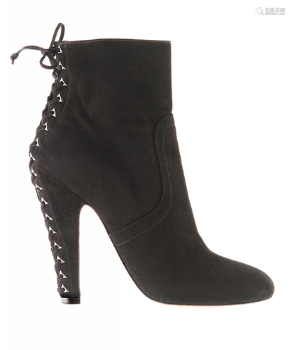 AlaÃ¯a Black Suede Lace-Up Detail Ankle Boots