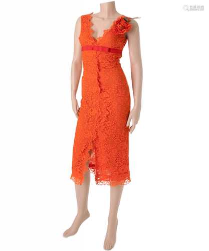 Dolce & Gabbana Orange Lace Dress