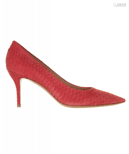 Salvatore Ferragamo Red Susi Snakeskin Pumps