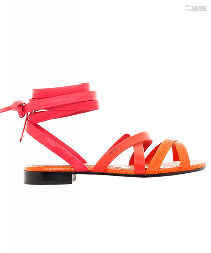 Fendi Bi-Color Lily Ankle Wrap Sandal