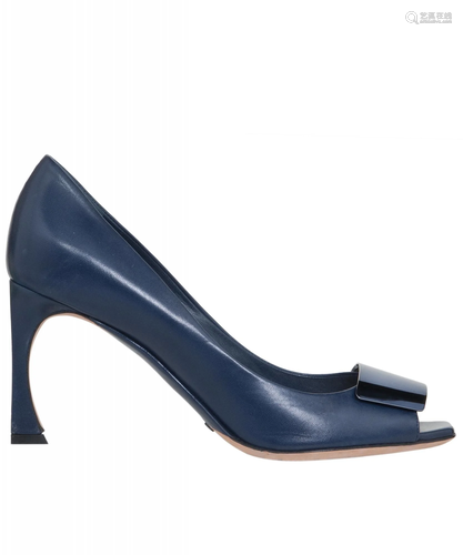 Dior Blue Leather Peep Toe Pumps